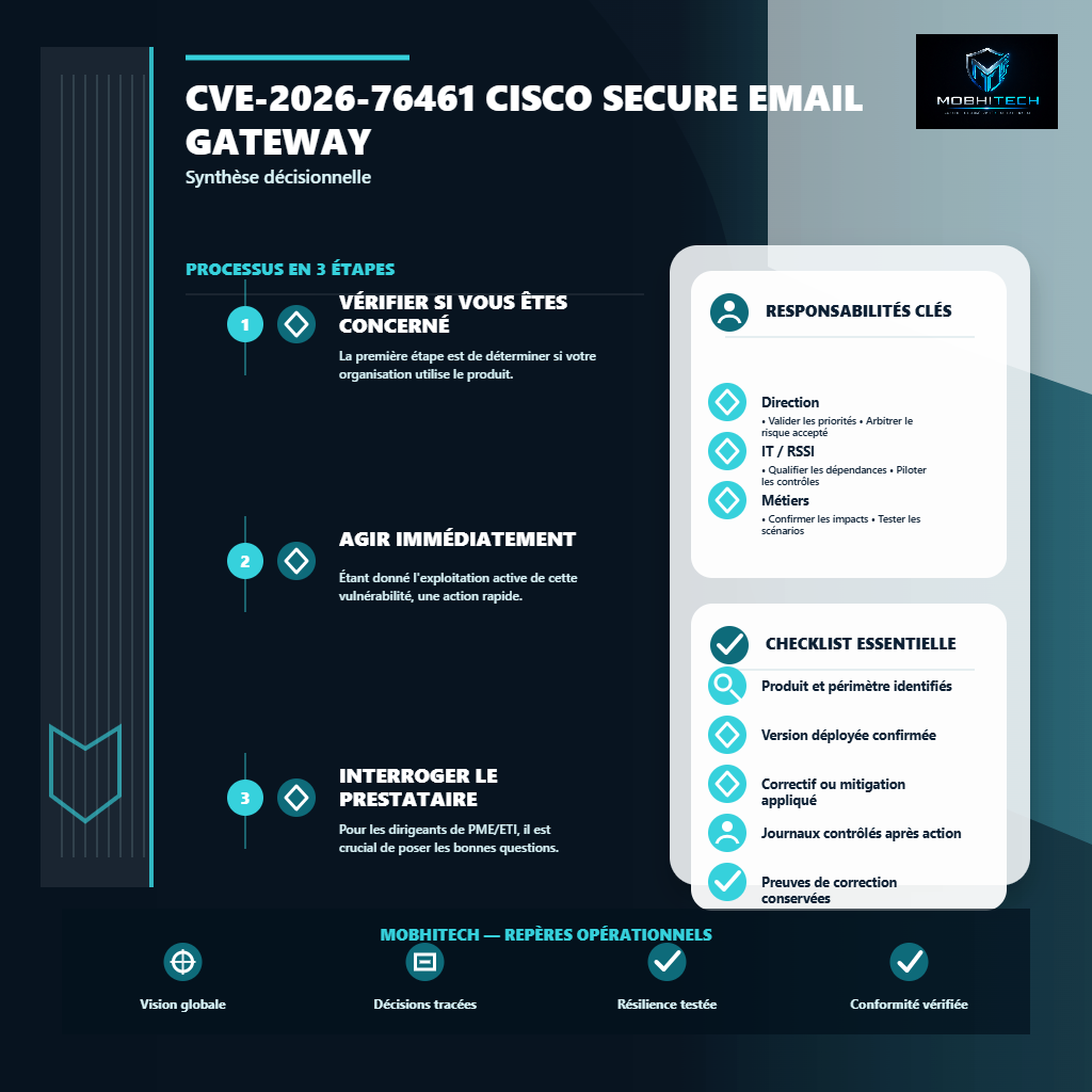 CVE-2026-76461 Cisco Secure Email Gateway : synthèse visuelle