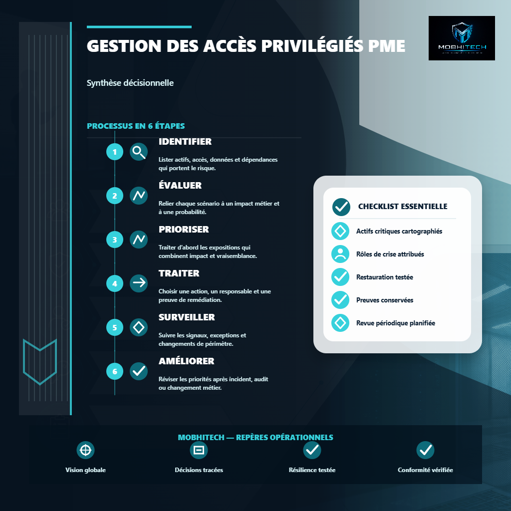 gestion des accès privilégiés PME : synthèse visuelle